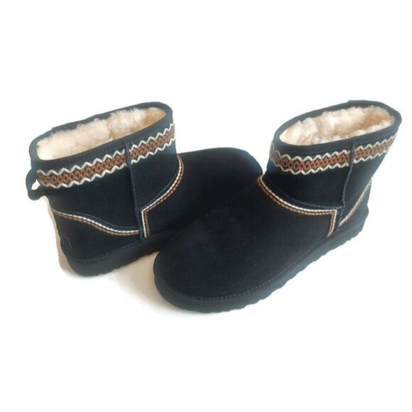 UGG Classic Mini Atherson Mens Size 11 Womens Size 12 Leather Suede Boot Black - Picture 8 of 8